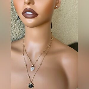 Chic Gold Layered Necklace & Earring Set